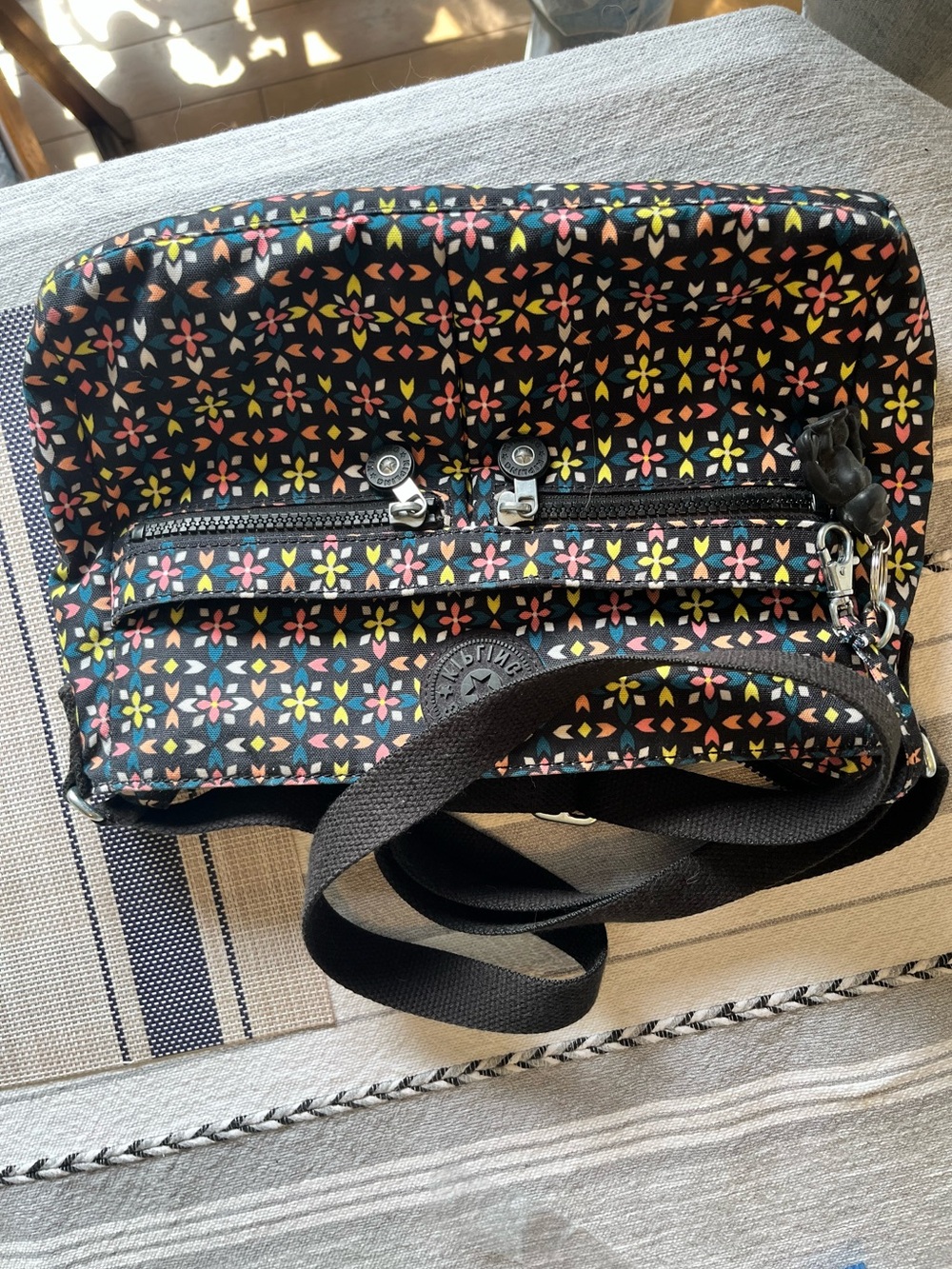 Kipling Floral Mozzaik Pattern Crossbody Bag - Black Multicolor